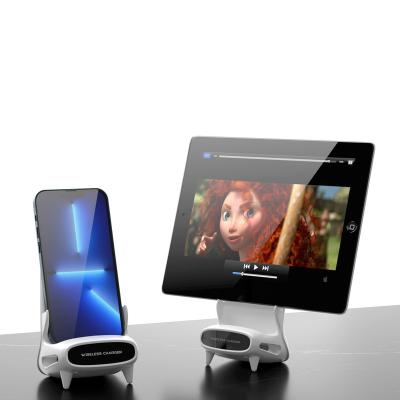 China Luxury Universal 15W Business / Office Standing Tablet Bracket Mobile Phone Wireless Fast Charging Desktop Holder for sale