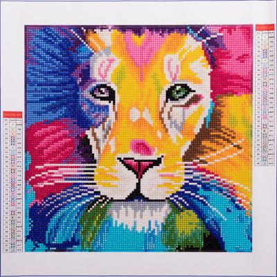 China Custom 30x30cm Full Impressionist Animal AB Diamond Round 5D DIY Crystal Lion AB Diamond Painting for sale