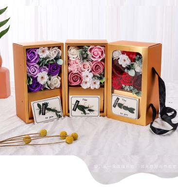 China Customized Arrived 2021 New Logo Mothers Day Basic Cleaning Gift For Her Soap Flower Gift Box for sale