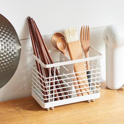 China Metal Cutlery Holder Rack Spoon Fork Chopsticks Storage Basket Rack Kitchen Accessories Tool Stored Hanging Organizer 3083 for sale