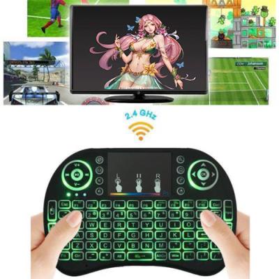 China Backlit 7 Colors 2.4GHz Mini Wireless Keyboard i8 Backlit Keyboard Touch Pad Wireless Air Fly Mouse i8 for Android TV BOX Smart Phone for sale