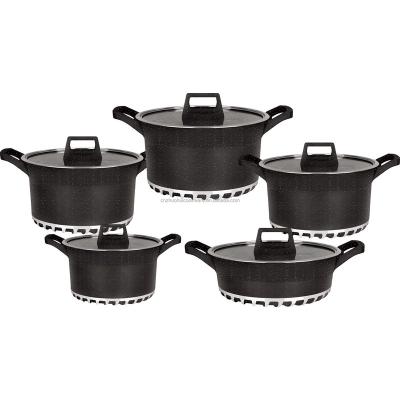 China Viable Die Casting Aluminum Nonstick Casserole Soup Pot With Lid Kitchenware Cookware Set for sale