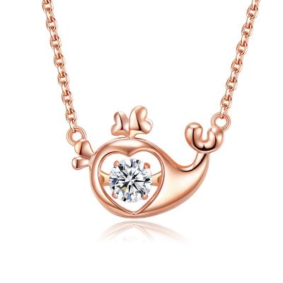 China Real 925 Sterling Silver Jewelry Crystal Dolphin TRENDY Charm Necklace Chain Pendants for sale