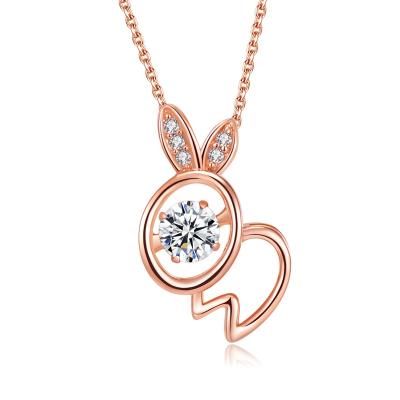 China Bunny Necklace Women Female Cute Animal Jumping Rabbit Shaped Necklace Beautiful Silver Color TRENDY for sale