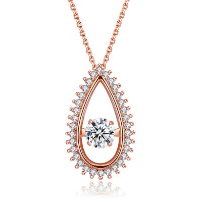 China Wholesale TRENDY Rose Gold Chain Silver Inlaid Pear Shaped Rose Gold Crystal Drop Necklace Women Jewelry Accessories for sale