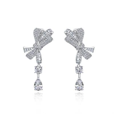 China 2021 Romantic New Full Diamond Earrings Hot Sale Luxury S925 Sterling Silver Butterfly Earrings for sale