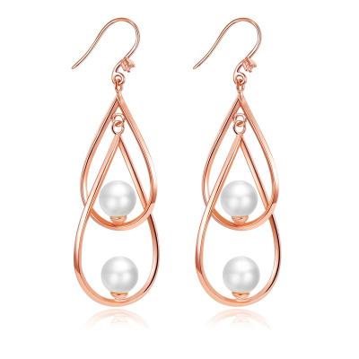 China Retro Classic Elegant Water Drop Shaped Shinny Pearl Clip Temperament Of Rhinestone Ear Clip Water Drop Earrings for sale