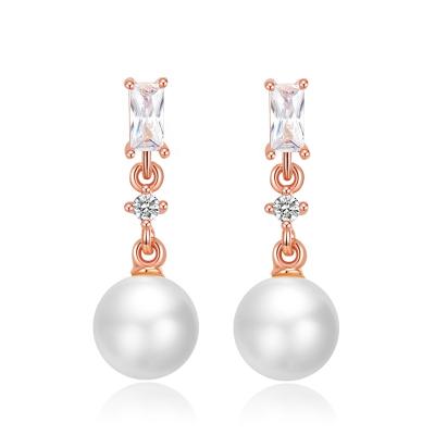 China New classic simple long geometric pearl earrings S925 exquisite retro dots studs freshwater pearl earring for sale