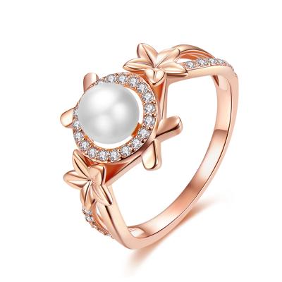 China CLASSIC hot sale simple style fashion jewelry minimalist gold plated freshwater pearl setting silver ring for sale