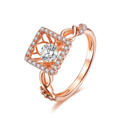 China CLASSIC Simple Elegant Women's Design 925 Silver Discreet Zircon Zircon Ring Princess Square Wedding Rings for sale