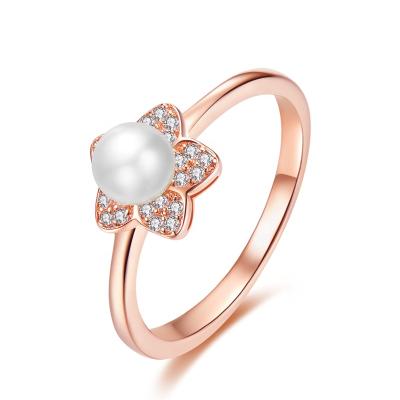 China Beautiful CLASSIC wholesale 925 Sterling Silver ring plating design with pearl gold engagement ring pearl jewelry for sale