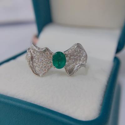 China Romantic custom jewelry 14k 18k gold filled women green moissanite promise wedding engagement rings for sale