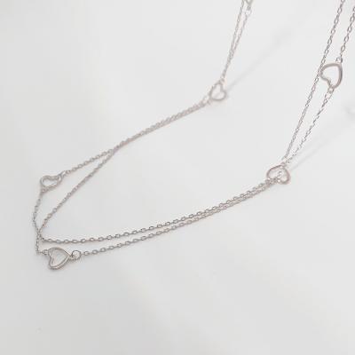 China TRENDY Custom Jewelry Heart Necklace Women Double Strand Heart Pendant Layered Personalized Necklace Chain for sale