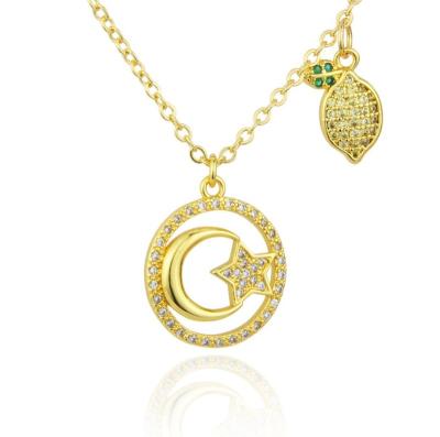 China Cubic Zirconia Hot Sale Casual/Sporty Hawaiian Jewelry Gold Plated Exclusive Necklace Fashion Moon Necklace For Women for sale