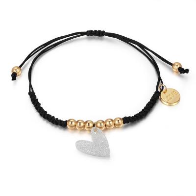 China Love Gift Design Jewelry Handmade Women Beads Bracelet Ins Fashion Jewelry Gold Plated Heart Rope Bracelet for sale