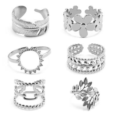 China Love Gift Cheapest Adjustable Ring Sets Stainless Steel Simple Exquisite Rings Set Women Without Stone for sale