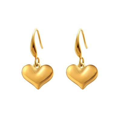 China 18K Lead Free Nickel Free Plated Minimalist Jewelry Stainless Steel Gold Heart Shape Huggie Earring Hooks Stainless Steel Earring Hook for sale