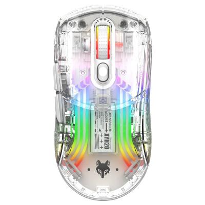 China RGB transparent game mouse RGB transparent game mouse rechargeable 2.4G+bluetooth+wired gaming mouse  DPI 2400 high precision 5-speed adjustable mouse for sale