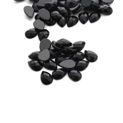 China Nature Black Agate Onyx Chalcedony Good Polishing Pear Cut For Jewelry Making for sale