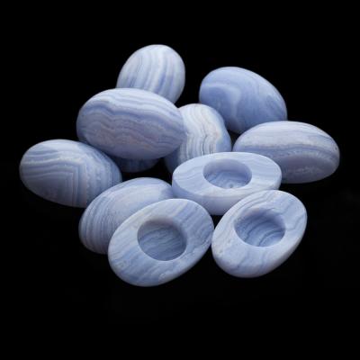 China Highest Polishing Nature Blue Agate Cabochon Lace Top Selling Loose Gemstone for sale