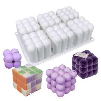 China Simple 3D Viable Cube 6 Cavity Magic Bubble Soap Wax Candle Mold Silicone Mold for sale