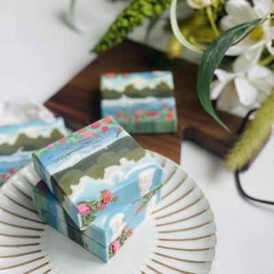 China Custom Natural Essential Oil Handmade Soap INS Art Riverside Flower Field for sale