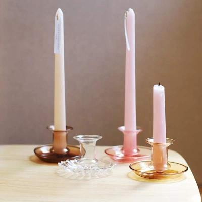 China Nordic Creative Home Decoration INS Candlestick Handmade Glass Holder For Long Pole Candle for sale