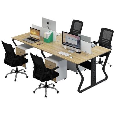 China Cheap Price Convertible Metal Leg Industrial Style Computer Desk Separation Four People Office Workstation for sale