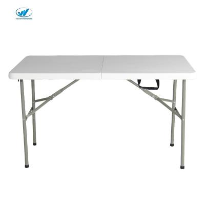 China Foldable Half Rectangle Folding Customized Top Size Garden BBQ Table School Meeting Training Table And Chair Plastic Sets for sale