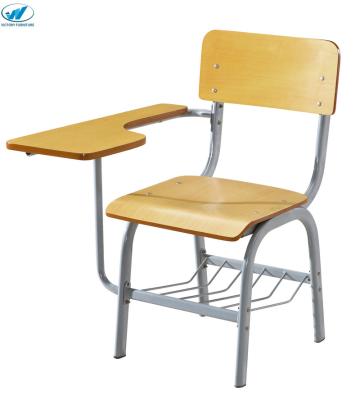 China Traditional school furniture fireproof writig pad back seat metal leg chair kids or students school desk chair for sale