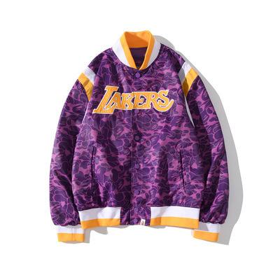 China Anti-Wrinkle High Quality Bape Jacket Men Imitate Camouflage Unisex Purple Camouflage Baseball Uniform Co-Branded Bape Jacket Hoodies for sale