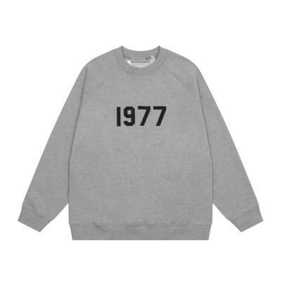 China 2022 Anti-wrinkle men's clothing round neck print 1977 streetwear 100 thick cotton hoodie pullover basics sweatershirt men for sale