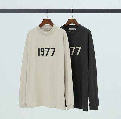 China 2022 Anti-wrinkle men's clothing around neck print streetwear 100 cotton pullover shirt long sleeve 1977 T-shirt for men for sale