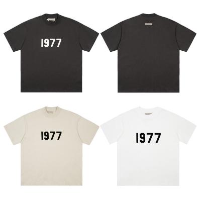 China Loose Front Number 1977 Two Line Short Sleeve Anti-Wrinkle High Street Fashion FEAR OF GOD T-shirt FOG For Men for sale