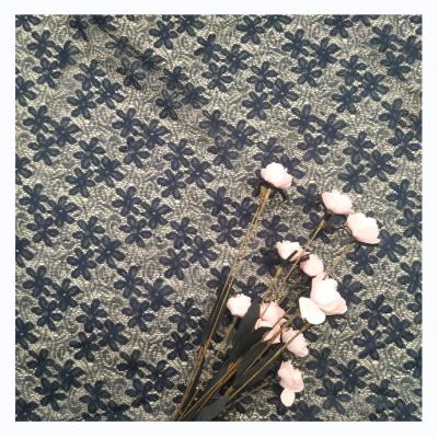 China New Viable Pattern Black Flower Pattern Mesh Knitting Lace Fabric For Soft Dress for sale