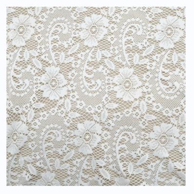 China Sustainable Hot Selling Delicate White Soft Polyester Mesh Knitting Lace Fabric Women for sale