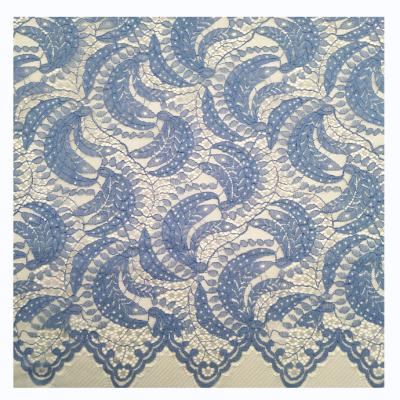 China Blue Delicate Mesh Knitting Lace Fabric For New Style Viable High Quality Women for sale