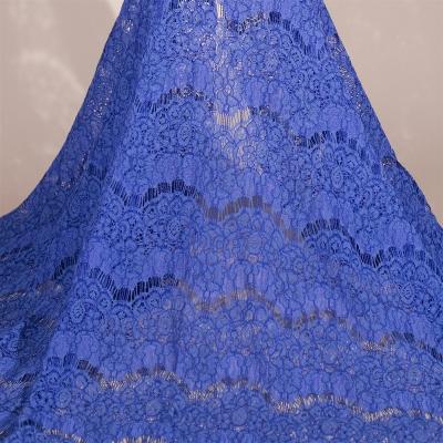 China Other Fashionable Design Tulle Like Royal Blue Knitting Lace Fabric for sale