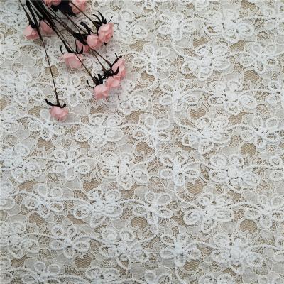 China White floral embroidery color lace base 3d rope embroidery lace fabric for sale