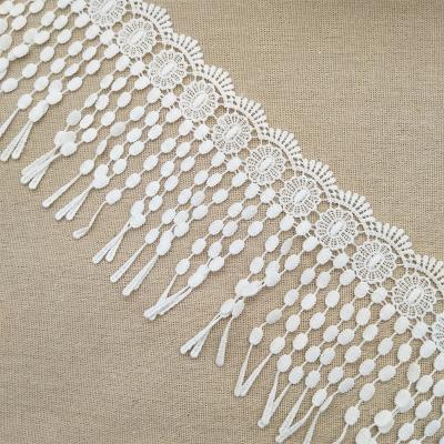 China 12 cm Sustainable Fringe Lace Trim Polyester Fringes For Clothes Trim for sale