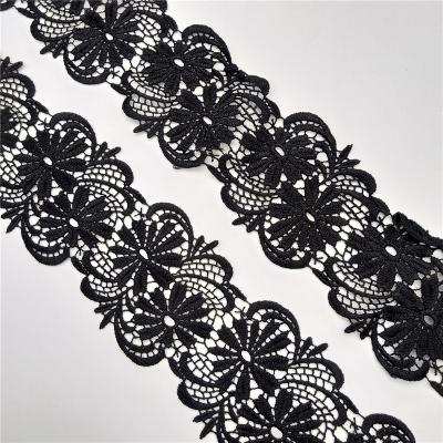 China Viable Black Color Rayon 8cm Chemical Trimming Lace Trimming Border for sale