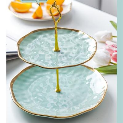 China High Quality Multilayer Ceramic Fancy Cake Fruit Dish Viable For Afternoon Tea Time for sale