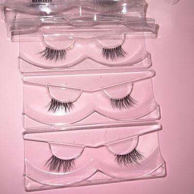 China WinkShow Natural Light 100% Mink Lashes Custom Natural Clear 3d Strip Mink Fur Lashes for sale