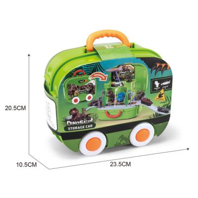 China Plastic Slot Toy Hot Sale Kids Storage Car Backpack Garage Toy DIY Dinosaur Car Track Parking Lot Toys for sale