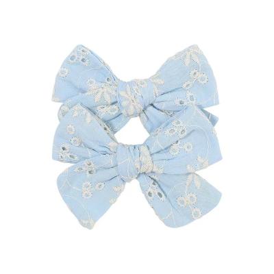 China New embroidered headdress small babies multicolored flowers hair clip cotton bow hair clips decoration Europe and America beautiful for sale