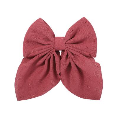 China 2023 New Style Decoration Bow Cloth Hair Clip Chiffon Solid Color Chiffon Hair Clip European Style Pastoral Headdress Hair Accessories for sale