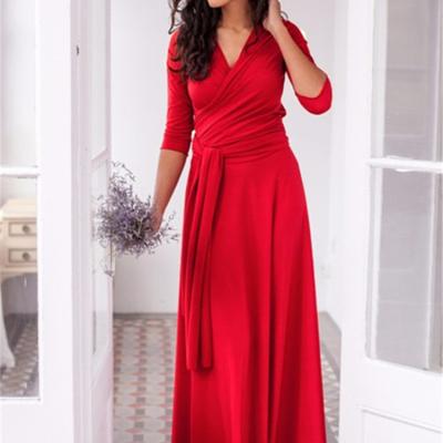 China New Arrival Evening Dresses Chiffon Evening Dress Anti-static Red Evening Dress for sale