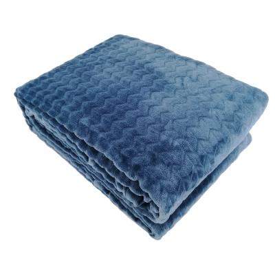 China Anti-Static Fabrics Embossed Solid Fabric Plain Jacquard Super Soft 100% Polyester Flannel Fleece Knitted 150D*150D Blue 150D/288F 50/60