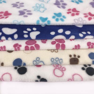 China Anti-static Animal Paw Print Fabric Digital Printed Flannel Fleece Fabric For Baby Blanket for sale