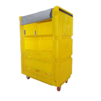 China 1100L Large Capacity Hospital Hotel Laundry Cart Large Plastic Cage Canvas Cart Plastic Cage Cart for sale